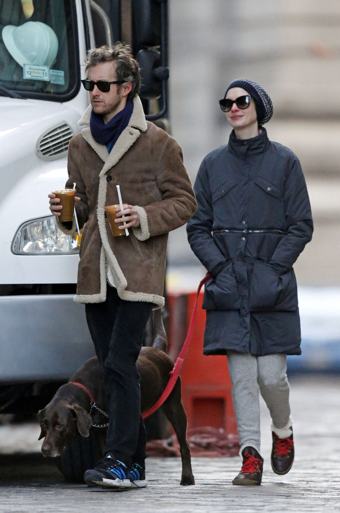 Anne Hathaway - out for a walk in NYC 1/8/13  