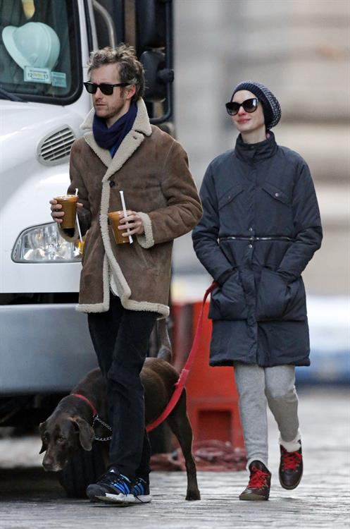 Anne Hathaway - out for a walk in NYC 1/8/13  