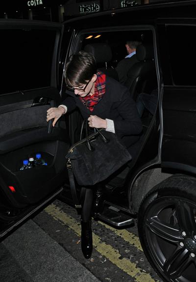 Anne Hathaway leaving her hotel and heading to the Empire Cinema Theatre in London - December 4, 2012