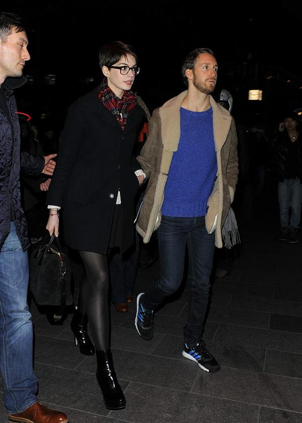 Anne Hathaway leaving her hotel and heading to the Empire Cinema Theatre in London - December 4, 2012