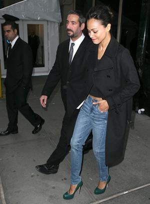 Zoe Saldana leaving the Calvin Klein fashion show - February 17, 2011 
