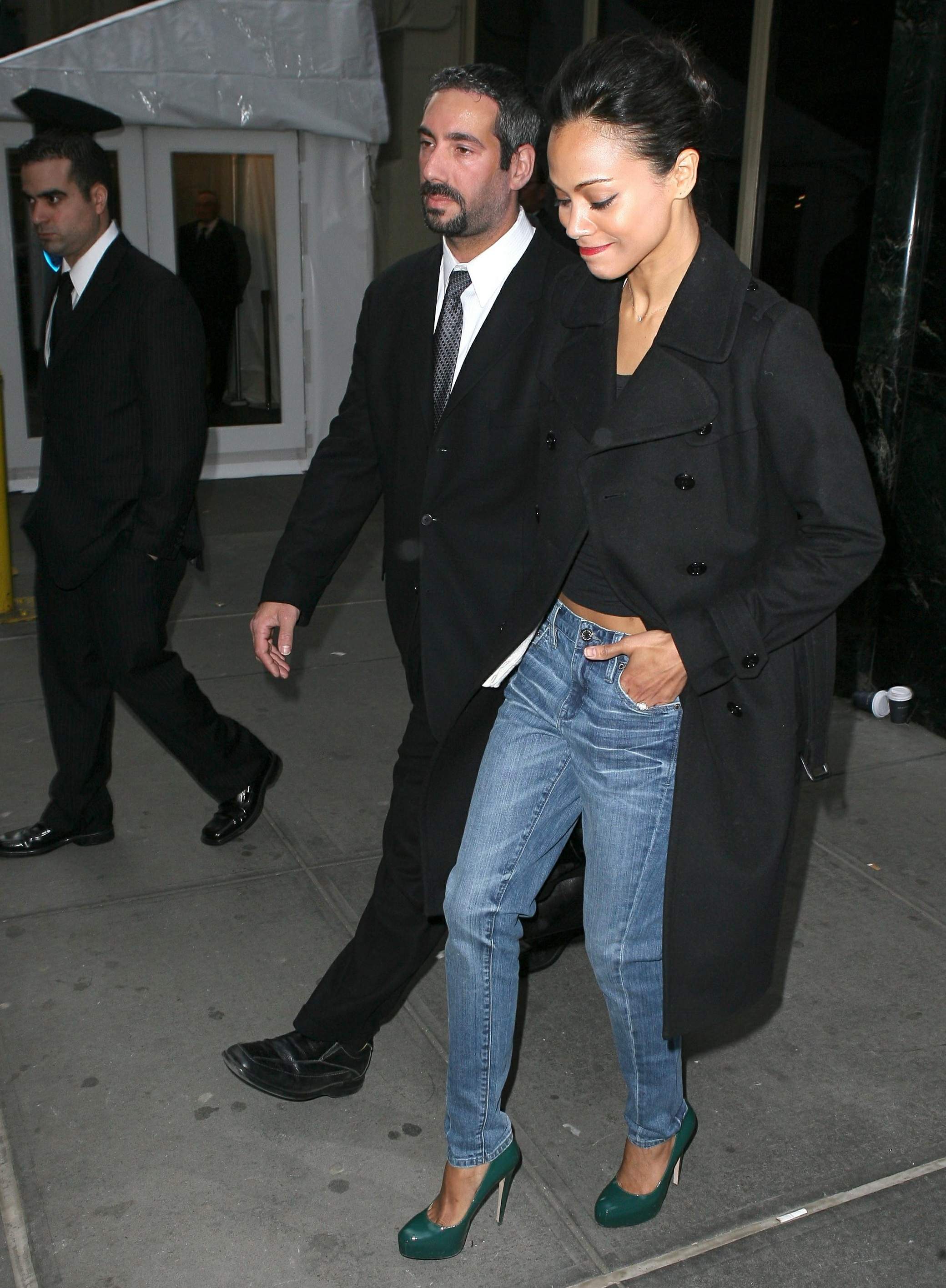 Zoe Saldana leaving the Calvin Klein fashion show - February 17, 2011 