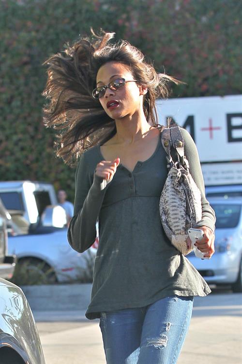 Zoe Saldana leaving a hair salon in West Hollywood - November 2, 2011
