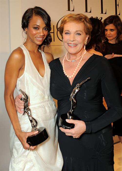 Zoe Saldana arrives for ELLE Magazine 16th Annual Women in Hollywood Tribute Oct 19, 2009  