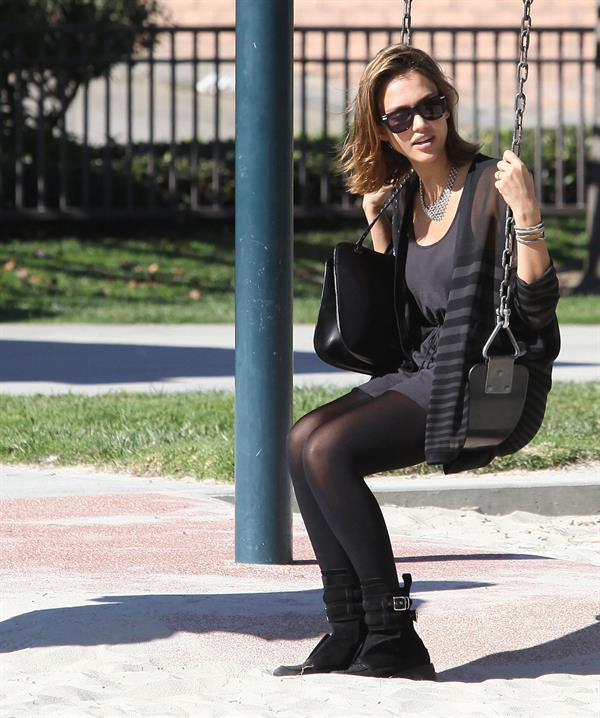 Jessica Alba at Coldwater Park and Famous Cupcakes in Beverly Hills