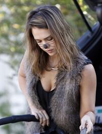 Jessica Alba heading to a Halloween party in Santa Monica on Oct 31, 2011
