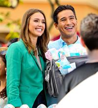 Jessica Alba on the set of Extra in Los Angeles on January 25, 2012 