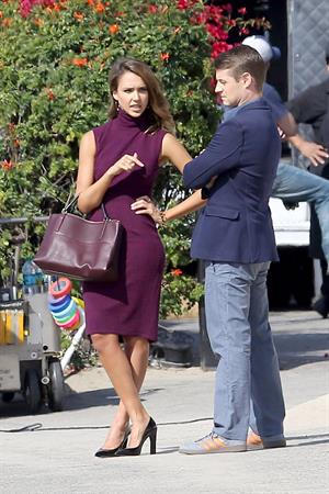 Jessica Alba “How to Make Love Like an Englishman” set candids in Los Angeles, November 4, 2013 