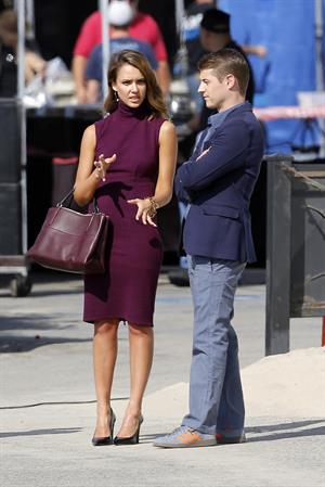 Jessica Alba “How to Make Love Like an Englishman” set candids in Los Angeles, November 4, 2013 