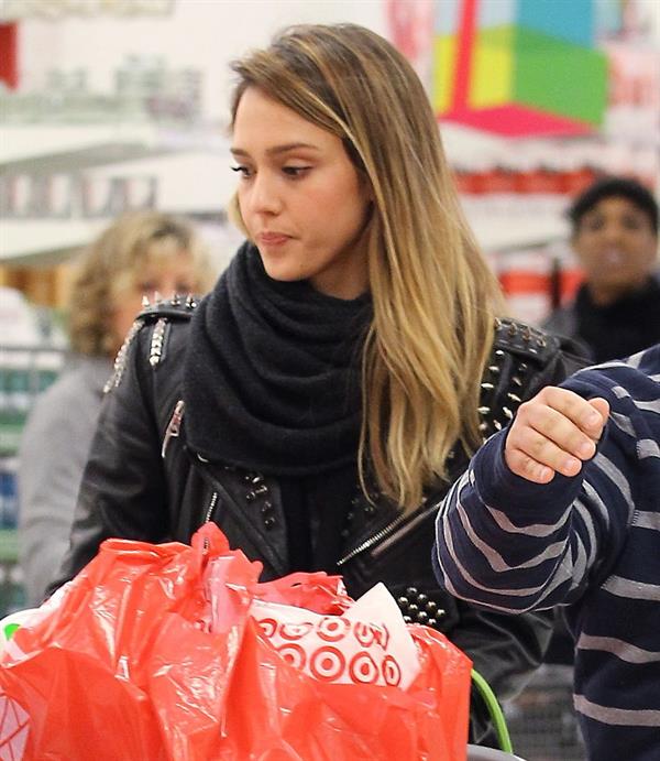 Jessica Alba Christmas shopping at Target in LA 12/20/12 