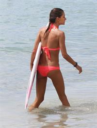 Alessandra Ambrosio paddleboarding in bikinis in Honolulu on October 12, 2011
