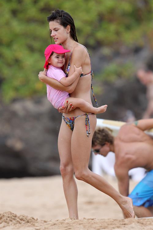 Alessandra Ambrosio on the beach in Hawaii on July 28, 2010 