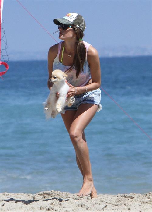 Alessandra Ambrosio playing beach volleyball in Malibu on July 7, 2012 