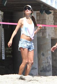Alessandra Ambrosio playing beach volleyball in Malibu on July 7, 2012 