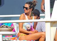 Alessandra Ambrosio playing beach volleyball in Malibu on July 7, 2012 