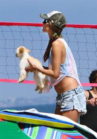 Alessandra Ambrosio playing beach volleyball in Malibu on July 7, 2012 