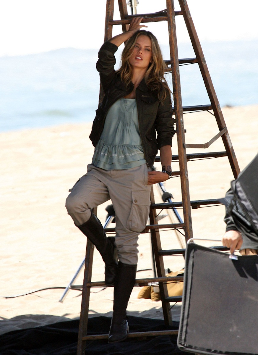 Alessandra Ambrosio photoshoot on the beach in Malibu