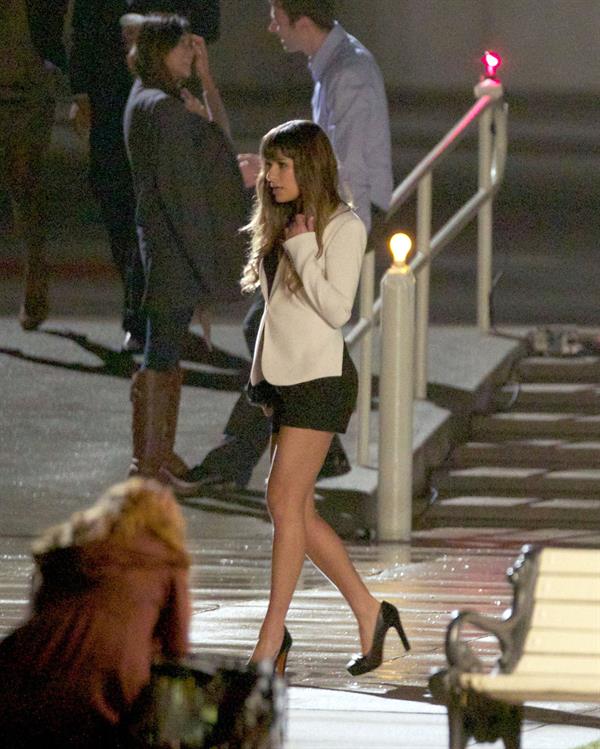 Lea Michele  Filming night scene in Downtown LA - September 20, 2012 
