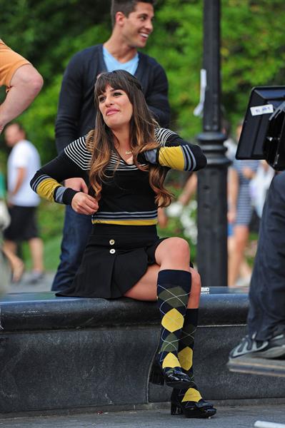 Lea Michele On the Glee set in Washington Square Park, NYC - August 11 2012