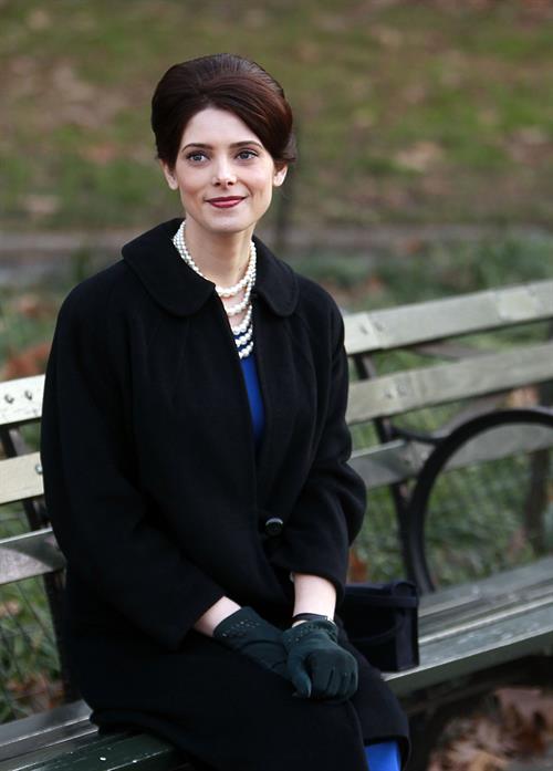 Ashley Greene filming Pan Am at Central Park in New York on December 12, 2011