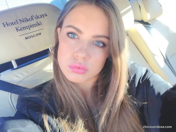 Xenia Tchoumitcheva taking a selfie