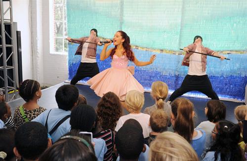 Ariana Grande Kleenex Shield Sneeze Swish event in New York on July 31, 2012