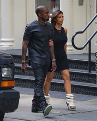 Kim Kardashian and Kanye West walk around SoHo in New York City 
