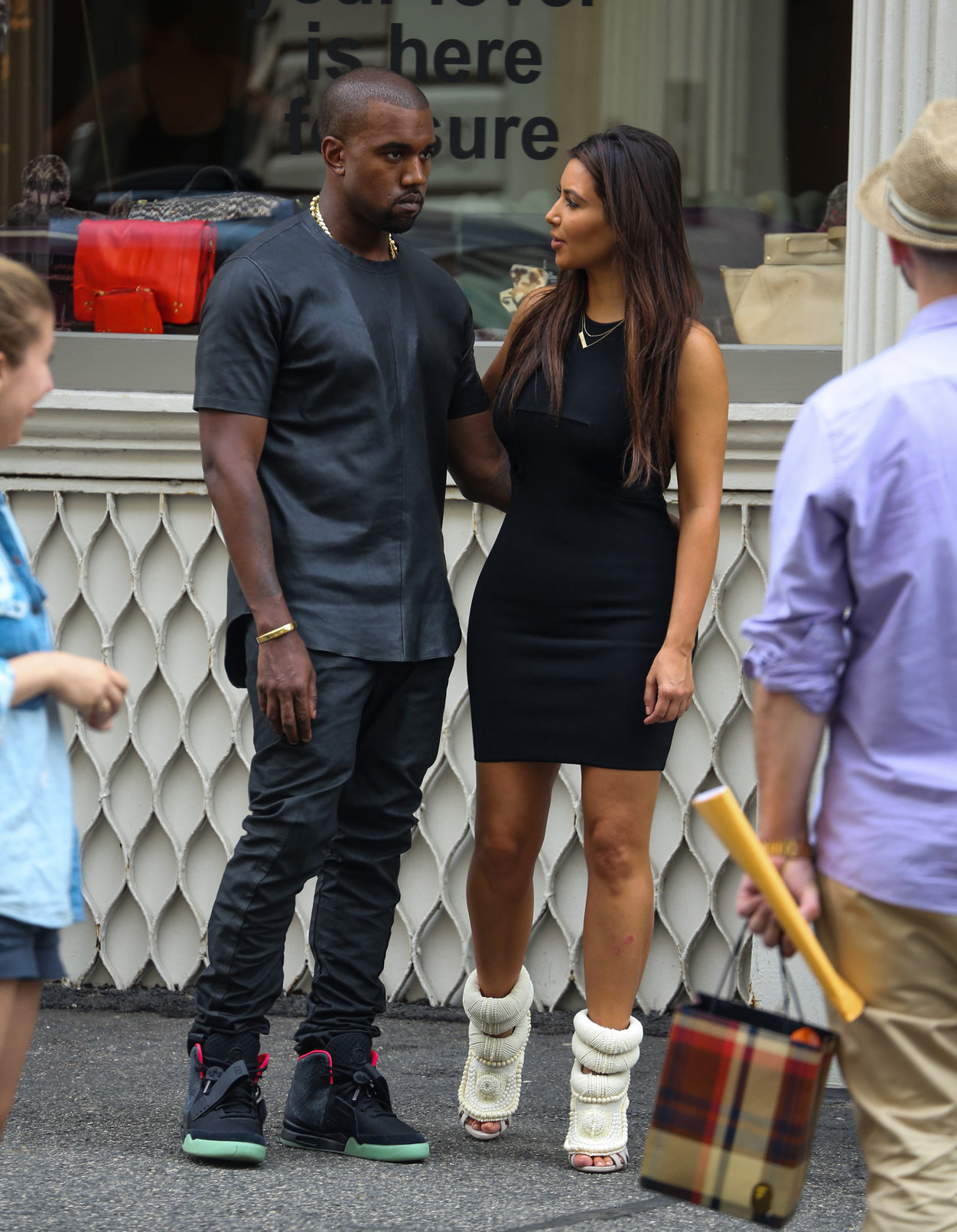 Kim Kardashian and Kanye West walk around SoHo in New York City 
