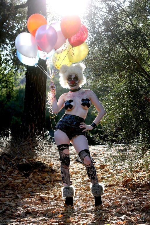 Courtney Stodden as a topless evil clown