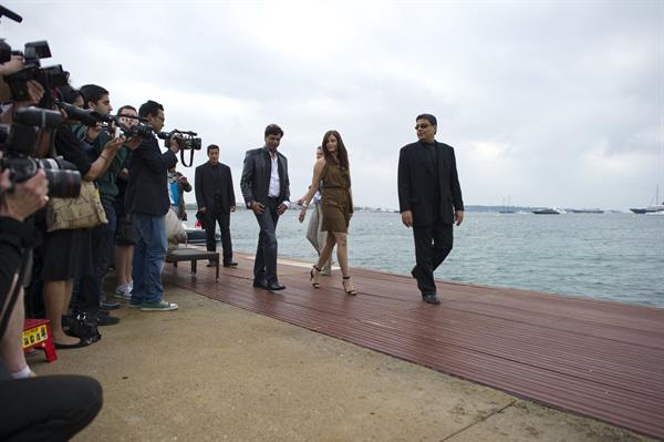Aishwarya Rai poses during a beach front photocall at the 64th Cannes Film Festival on May 13, 2011 