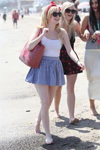 Alessandra Torresani on the beach in Malibu on July 4, 2011