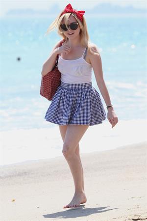 Alessandra Torresani on the beach in Malibu on July 4, 2011
