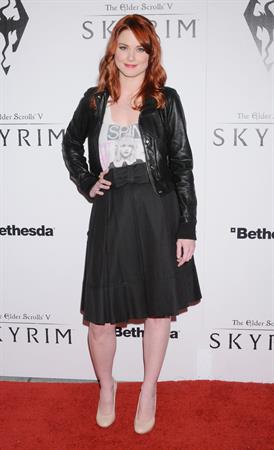 Alexandra Breckenridge attends The Elder Scrolls V Skyrim video game launch party in Los Angeles on November 8, 2011