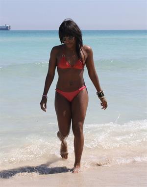Alexandra Burke bikini candids Miami March 7, 2011 