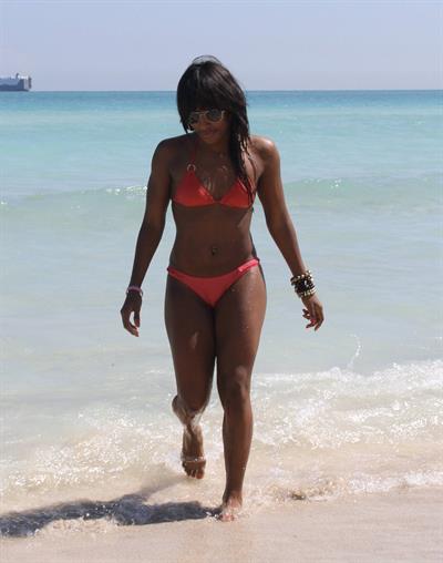 Alexandra Burke bikini candids Miami March 7, 2011 
