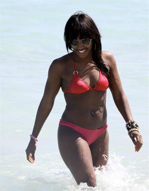 Alexandra Burke bikini candids Miami March 7, 2011 