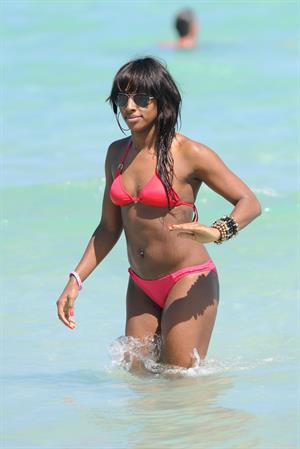 Alexandra Burke bikini candids Miami March 7, 2011 