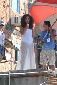 Alicia Keys filming her upcoming music video Put it in a Love Song in Rio de Janeiro on February 9, 2010 