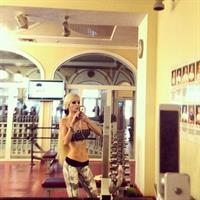 Valeria Lukyanova in lingerie taking a selfie