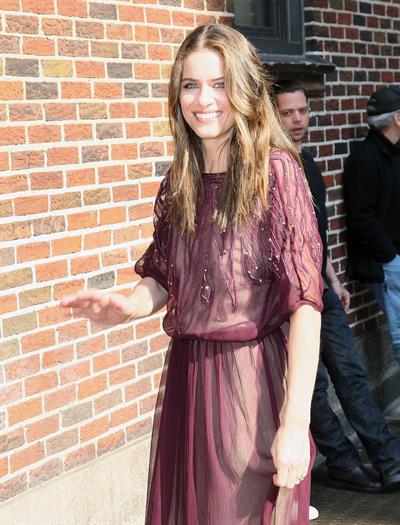 Amanda Peet arriving for David Letterman appearance on March 13, 2012