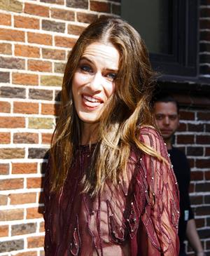 Amanda Peet arriving for David Letterman appearance on March 13, 2012