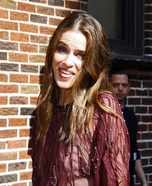 Amanda Peet arriving for David Letterman appearance on March 13, 2012