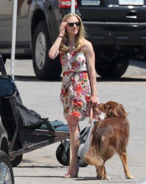 Amanda Seyfried on the set of The Wedding in Stamford on July 28, 2011