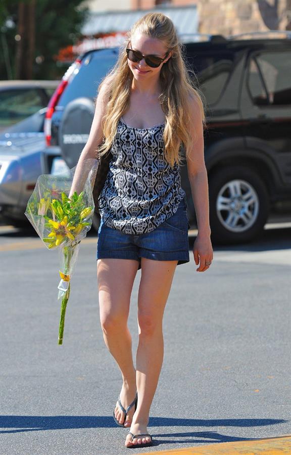 Amanda Seyfried picks up some flowers in Hollywood on October 10, 2010 