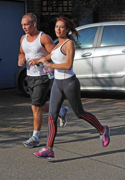 Amy Childs out jogging in Essex on August 1, 2011