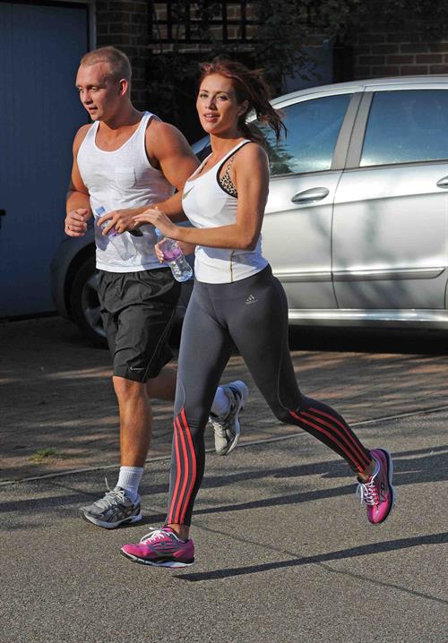 Amy Childs out jogging in Essex on August 1, 2011