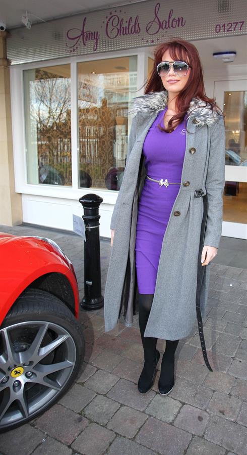 Amy Childs outside her salon on January 11, 2012