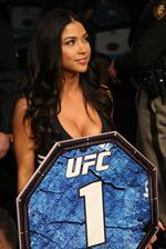Arianny Celeste carrying the Round 1 sign at UFC 141 Lesnar vs Overeem in Las Vegas Vevada Dec 31, 2011 