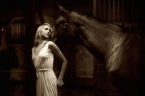 Arielle Kebbel pays tribute to her 1200 pound baby Pacific Breeze during a portrait session Los Angeles 