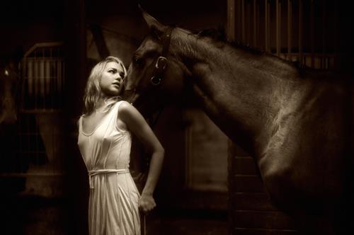 Arielle Kebbel pays tribute to her 1200 pound baby Pacific Breeze during a portrait session Los Angeles 